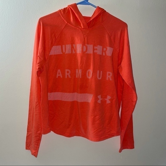 Under Armour Hoodie Pull Over Long Sleeve Pin Dot Big Front Logo V-neck Top - Picture 2 of 6